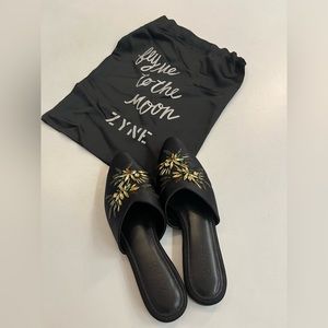 Size 36 Zyne flat slip on sandals